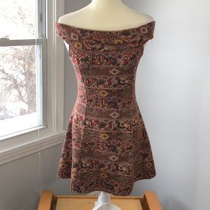 Zara off the shoulder fit and flare sweater dress